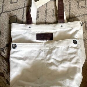 Abercrombie and Fitch white canvas tote shoulder bag